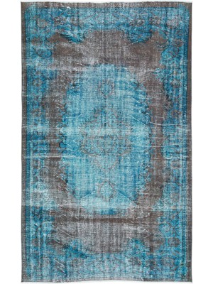 Epir Turkuaz Eskitme Yün Modern Desenli Yün Hav Toz Vermez Leke Tutmayan Salon Yolluk Mutfak El Dokuma Halı