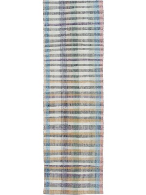 Teselya Turkuaz Patchwork Yün Modern Desenli Yün Hav Toz Vermez Leke Tutmayan Salon Yolluk Mutfak El Dokuma Halı