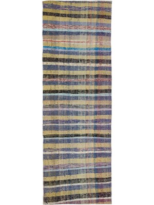 Iskece Turkuaz Eskitme Yün Modern Desenli Yün Hav Toz Vermez Leke Tutmayan Salon Yolluk Mutfak El Dokuma Halı