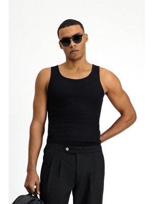 Slim Fit Dar Kesim Pamuk Fitilli Atlet