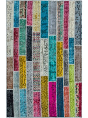 Atina Turkuaz Eskitme Yün Modern Desenli Yün Hav Toz Vermez Leke Tutmayan Salon Yolluk Mutfak El Dokuma Halı