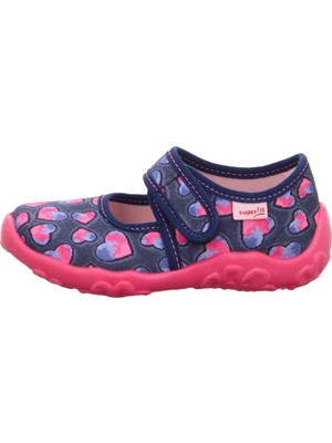 Superfit Bonny Kız Çocuk Ev Kreş Ayakkabısı - Lacivert Pembe Kalpli 800283-8800