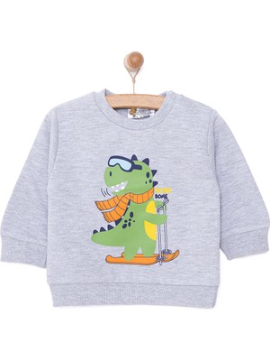 Hellobaby Basic Az Şardonlu Dinozor Desenli Sweatshirt Erkek Bebek