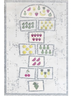 Bespoky 80x150 cm Krem Wonderkids Modern Etnik Yıkanabilir Halı | Mutfak Balkon Yatak Odası Halısı | Leke Tutmayan Kaymaz | GM_WONDERKİDS-11248K
