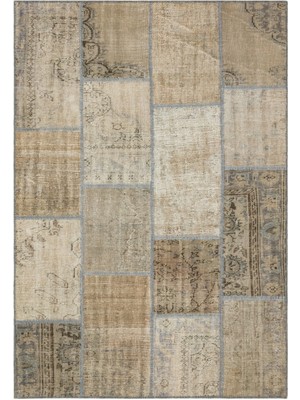 Bespoky 161x232 cm Bej Yama işi Vintage Geleneksel Halı | Salon Yatak Odası Halısı | UNİQUE-35466