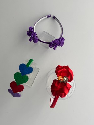 Kalben Accessories 3’lü Fiyonk Detaylı Taç Seti - Çocuklar Için Renkli Saç Aksesuarı