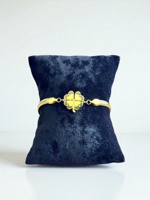 Balık Sırtı Zincir Dört Yapraklı Yonca Paslanmaz Çelik Bileklik CNS0021-1