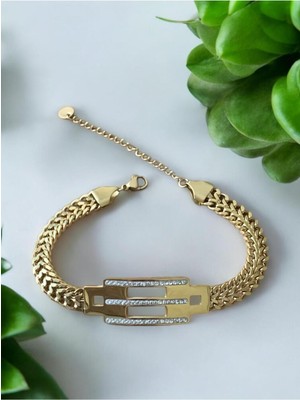 Çok Taşlı Çelik Bileklik CNS043-1