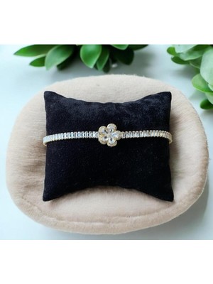 Yonca Motifli Baget Çelik Bileklik CNS055-1