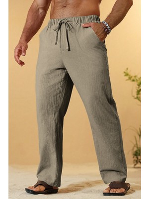 Ghassy Co. Erkek  Cotton Muslin Keten Karışım Rahat Ultra Hafif Ev Içi/dışı Keten Pantolon