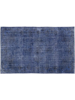 Mavi Eskitme Yün Modern Desenli Yün Hav Toz Vermez Leke Tutmayan Salon Yolluk Mutfak El Dokuma Halı