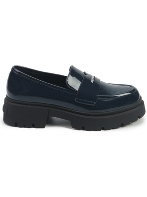 Nine West Fernando Lacivert Kadın Loafer Düz Taban Suni Deri Rahat Ayakkabı