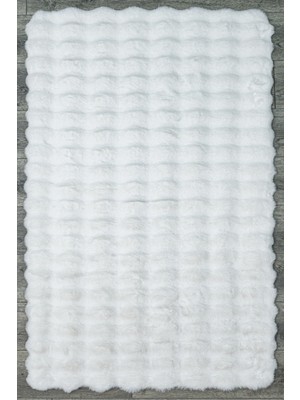Hali.Net 120x180 cm Beyaz Modern Kabartmalı Halı | Salon Yatak Odası Halısı | Hav Vermez Leke Tutmaz | ROLYEF-BEYAZ