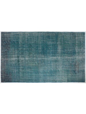 Bespoky Turkuaz Eskitme Yün Modern Desenli Yün Hav Toz Vermez Leke Tutmayan Salon Yolluk Mutfak El Dokuma Halı