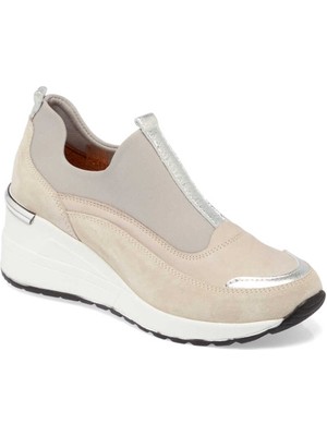 Tergan  Bej Hakiki Süet Deri Kadın Sneaker - K24I1AY67143-B79