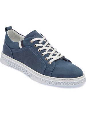Tergan  Mavi Hakiki Nubuk Deri Erkek Sneaker - E24I1AY56865-F58