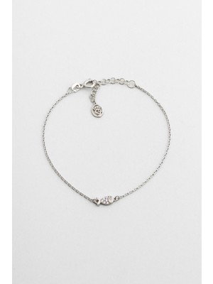 So CHIC Little Fish 18 Ayar Beyaz Altın Kaplama 19 Cm Gümüş Bileklik