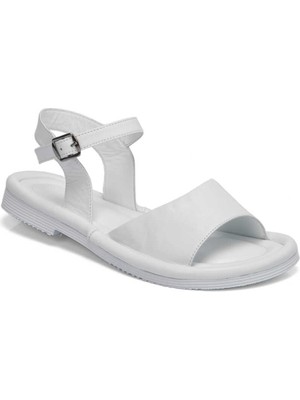 Tergan  Beyaz Hakiki Deri Kadın Sandalet - K24Y1SN67413-A26