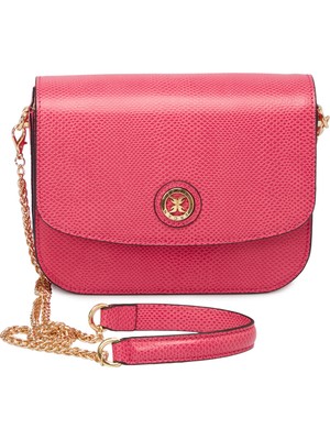 Tergan Pembe Hakiki Deri Kadın Çapraz Askılı Çanta - S24K1BC79933-U6K