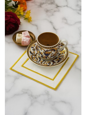 Arancione Co. Sarı Detaylı Çift Kare 6'lı Kokteyl Peçete