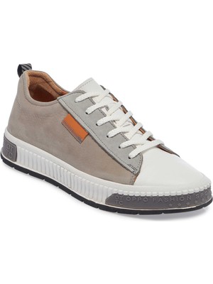 Tergan Gri Hakiki Deri Erkek Sneaker - E25I1AY57183-G22