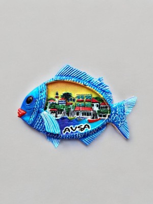 Avşa Temalı Kabartma Polyester Magnet. 10CM x 7cm.
