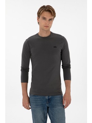 U.S. Polo Assn. Erkek Slim Fit Bisiklet Yaka Grı Süprem Basic Sweatshirt 50313744-VR024
