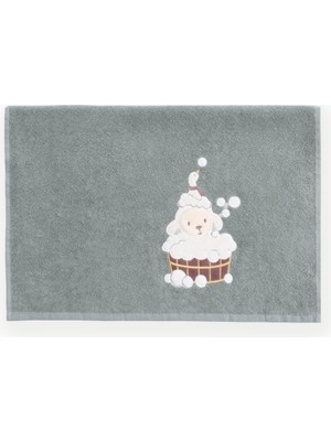 Boumini Kuzu Nakışlı Pamuk Bebek Havlusu (50X100 Cm) Haki