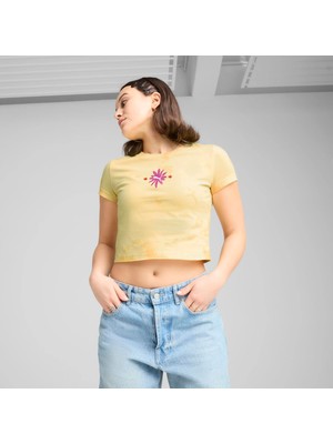 Puma Kadın Sarı Puma Wardrobe Ess Baby Tee Sarı Kadın Crop