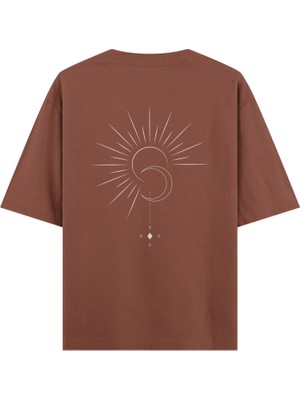 Yin Yang Yoga Oversize T-Shirt Kahverengi