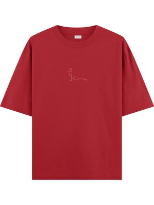 Bhujangasana Yoga Oversize T-Shirt Kırmızı
