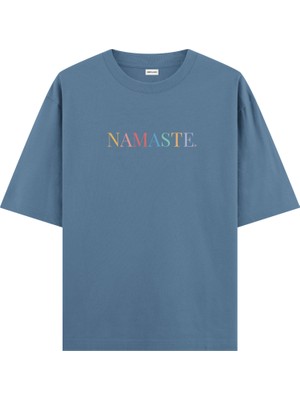 Namaste Yoga Oversize T-Shirt Antrasit Mavi