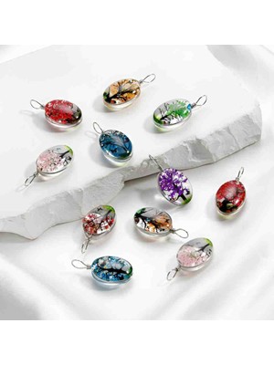 Özel Üretim 4 Adet El Yapımı Damla Epoksi Kolye Takı Seti Yaşam Ağacı Temalı Şeffaf Reçine Aksesuar