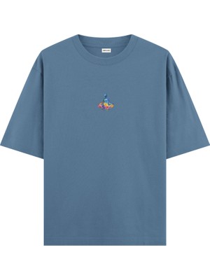 Meditation Chakra Yoga Oversize T-Shirt Antrasit Mavi