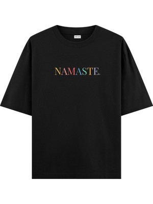 Namaste Yoga Oversize T-Shirt Siyah
