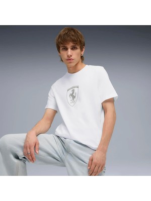 Puma Erkek Beyaz Puma Ferrari Tonal Shield Tee Beyaz Erkek T-Shirt