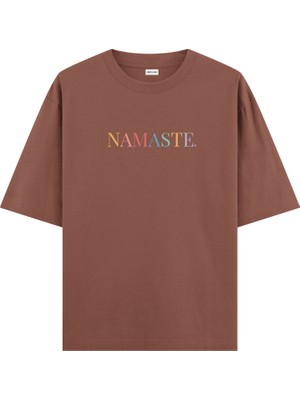 Namaste Yoga Oversize T-Shirt Kahverengi