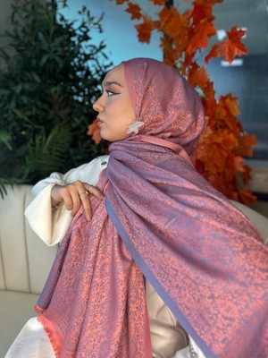 Vavscarfs Mihri Etnik Desen Kaşmir Şal Şeker Pembe