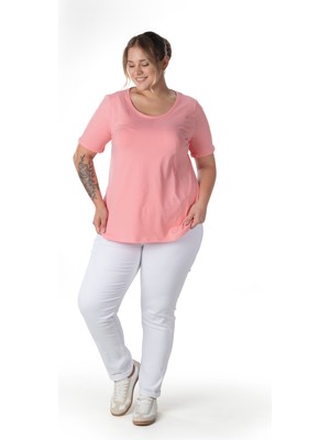 Büyük Beden Kısa Kol Basic T-Shirt 10971529