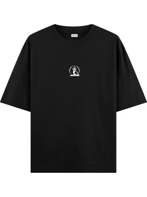 Mermaid Yoga Oversize T-Shirt Siyah