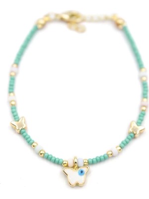 Kelebek Boncuk Bileklik - Açık Yeşil