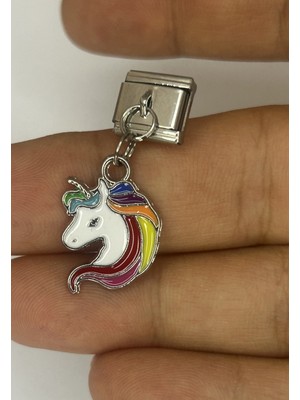 Badelis Çelik Silver Renk Unicorn Figürlü Charm