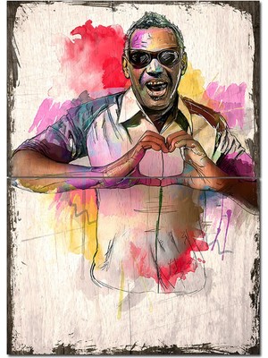 Ray Charles  Desenli Ahşap Tablo 70CMX 100CM