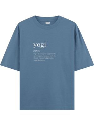 Yogi Yoga Oversize T-Shirt Antrasit Mavi