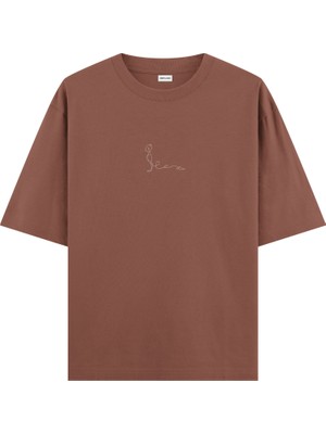 Bhujangasana Yoga Oversize T-Shirt Kahverengi