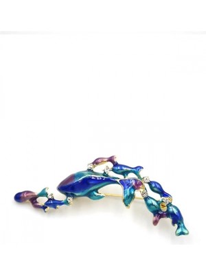 Balina Sürüsü Broş - Mavi