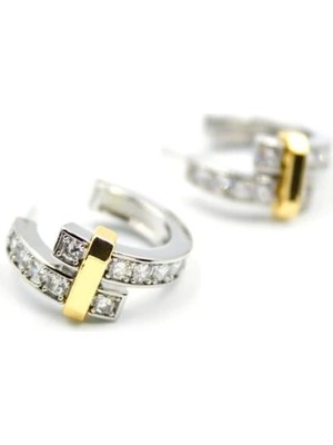 Taşlı Halka Küpe - Gümüş