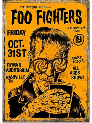 Foo Fighters Afiş Modern Ahşap Tablo 70CMX 100CM