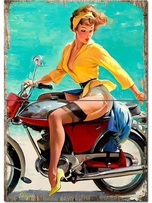 Motosiklet ve Kadın Model Mdf Tablo 70CMX 100CM