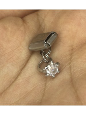 Badelis Çelik Silver Renk Tek Taş Model Charm